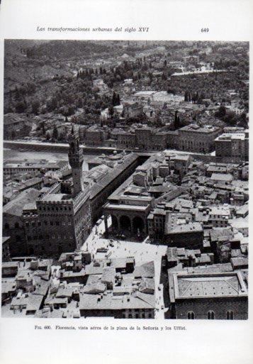 LAMINA V41401: Vista aerea plaza de la Señoria y los Uffizi, Florencia