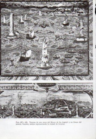 LAMINA V41403: Mesa del Museo de los Argenti y fresco del palacio Vecchio