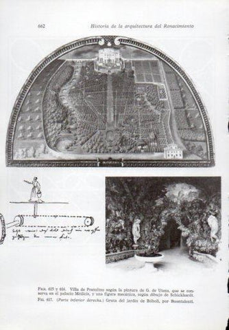 LAMINA V41406: Villa de Pratolino por G. de Utens y Gruta del jardin de Boboli