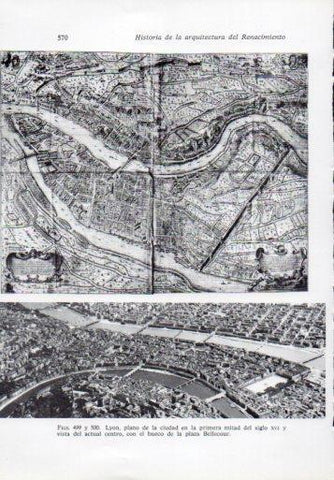 LAMINA V41367: Lyon plano del siglo XVI y vista actual