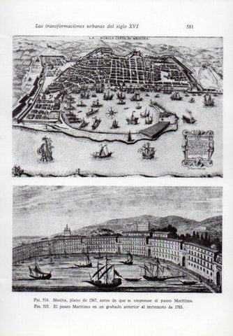 LAMINA V41372: Mesina, plano de 1567 y paseo Maritimo antes de 1783