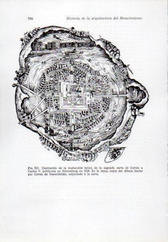 LAMINA V41375: Tenochtitlan dibujo por Cortes 