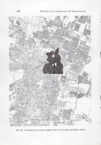 LAMINA V41377: Trazado de Tenochtitlan sobre la red viaria del Mejico actual