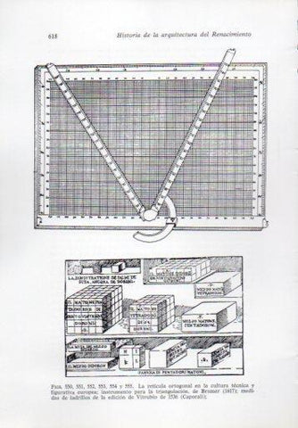 LAMINA V41386: Instrumento para triangulacion de Bramer 1617 y medidas de ladrillos de Vitrubio 1536