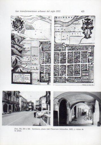 LAMINA V41389: Gattinara plano de 1682 y vistas de la plaza 
