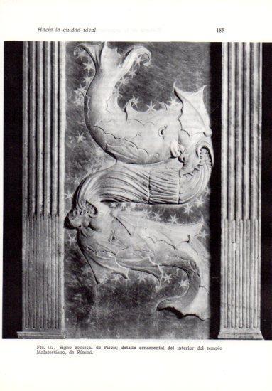 LAMINA V41214: Signo zodiacal Piscis, templo Malatestiano en Rimini