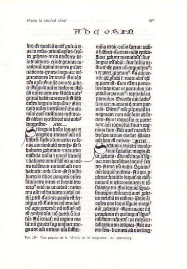 LAMINA V41215: Pagina de la Biblia de 36 renglones de Gutemberg