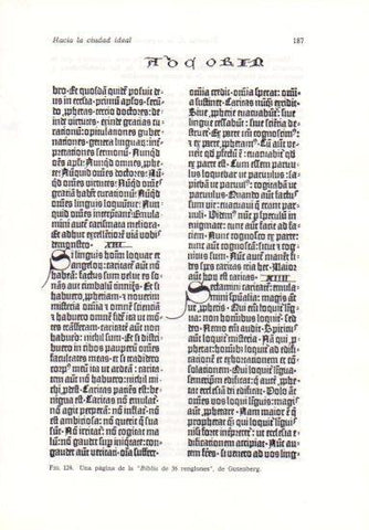 LAMINA V41215: Pagina de la Biblia de 36 renglones de Gutemberg