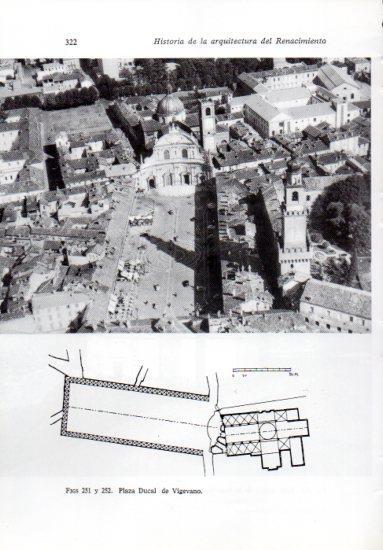 LAMINA V41269: Vista aerea y planta Plaza Ducal de Vigevano
