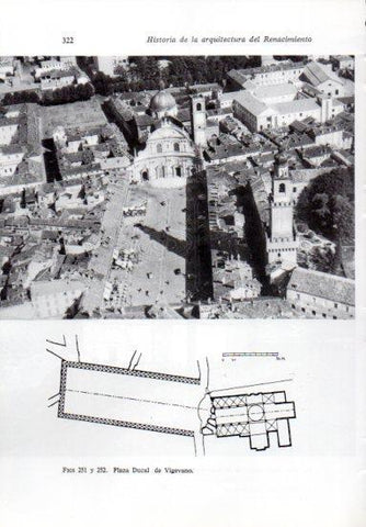 LAMINA V41269: Vista aerea y planta Plaza Ducal de Vigevano