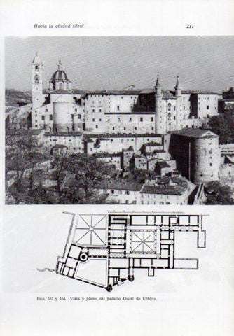 LAMINA V41233: Vista y plano del palacio Ducal de Urbino