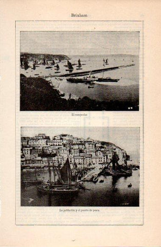LAMINA V40776: Rompeolas y poblacion de Brixham