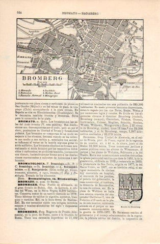 LAMINA V40778: Escudo y plano de Bromberg, Alemania