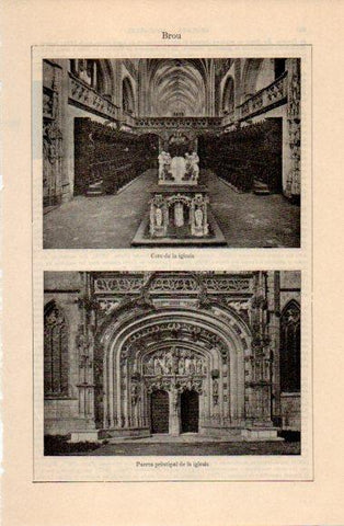 LAMINA V40789: Coro y puerta de la iglesia de Brou, Francia