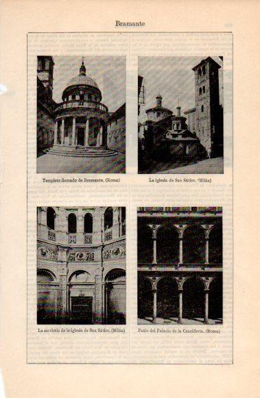 LAMINA V40714: Iglesia de San Satiro en Milan y Templete de Bramante en Roma