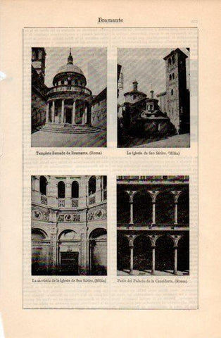 LAMINA V40714: Iglesia de San Satiro en Milan y Templete de Bramante en Roma