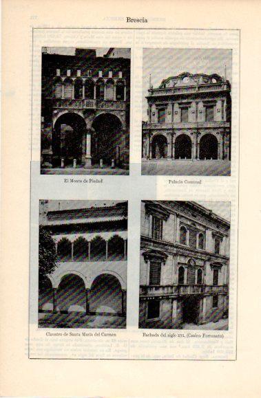 LAMINA V40743: Monte de Piedad, Palacio Comunal y Casino Fortunato en Brescia