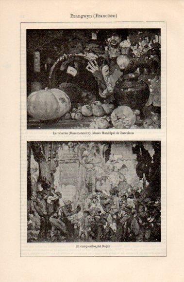 LAMINA V40718: La taberna y El cumpleaños del Rajah por F. Brangwyn