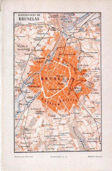 LAMINA V40827: Mapa de los alrededores de Bruselas
