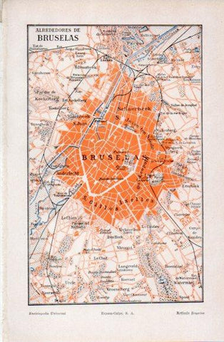 LAMINA V40827: Mapa de los alrededores de Bruselas