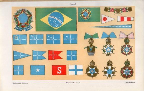 LAMINA V40926: Escudo, bandera e insignias de Brasil
