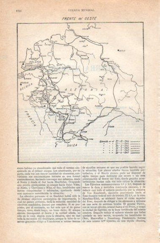 LAMINA V40936: 2ª Guerra Mundial  mapa del frente Oestse
