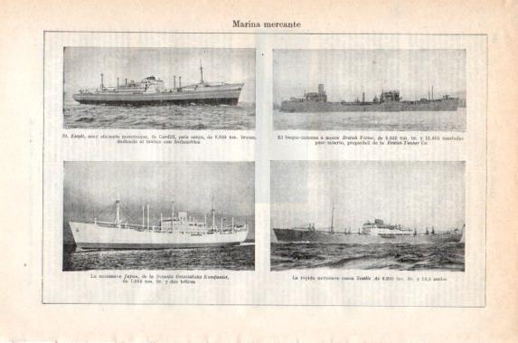 LAMINA V40957: Marina mercante St. Essylt, British Virtue, Japa y Seattle