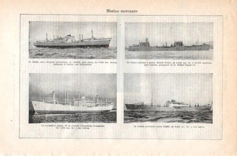 LAMINA V40957: Marina mercante St. Essylt, British Virtue, Japa y Seattle