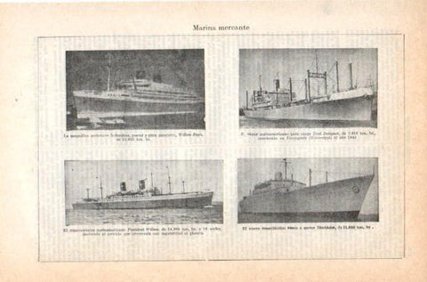 LAMINA V40955: Marina mercante Willem Ruys, Steel Designer, President Wilson y Stockholm