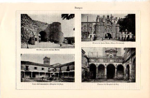 LAMINA V40898: Muralla, Arco de Santa Maria y Hospital del Rey en Burgos