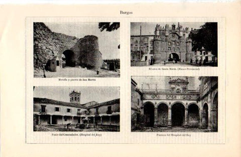 LAMINA V40898: Muralla, Arco de Santa Maria y Hospital del Rey en Burgos
