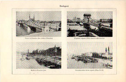 LAMINA V40849: Puentes, Muelle de Francisco Jose y Desembarcadero en Budapest