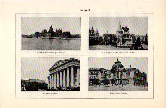 LAMINA V40846: Parlamento, Museo Nacional y Teatro de la Comedia en Budapest