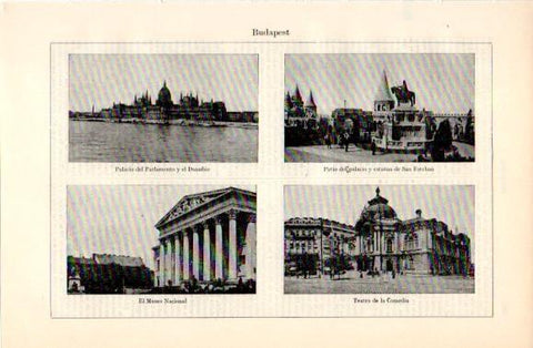 LAMINA V40846: Parlamento, Museo Nacional y Teatro de la Comedia en Budapest