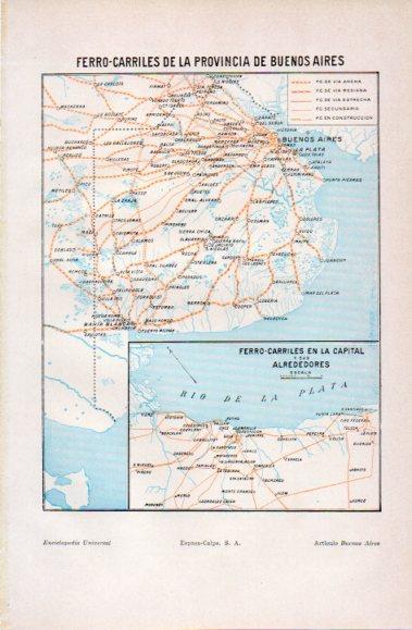 LAMINA V40854: Mapa de los ferrocarriles de la provincia de Buenos Aires