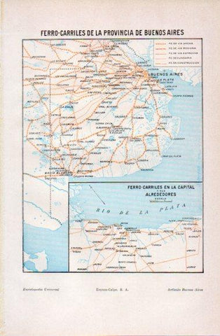 LAMINA V40854: Mapa de los ferrocarriles de la provincia de Buenos Aires