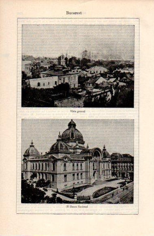 LAMINA V40833: Vista general y Banco Nacional en Bucarest