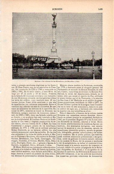 LAMINA V40887: Columna de los Girondinos en Burdeos