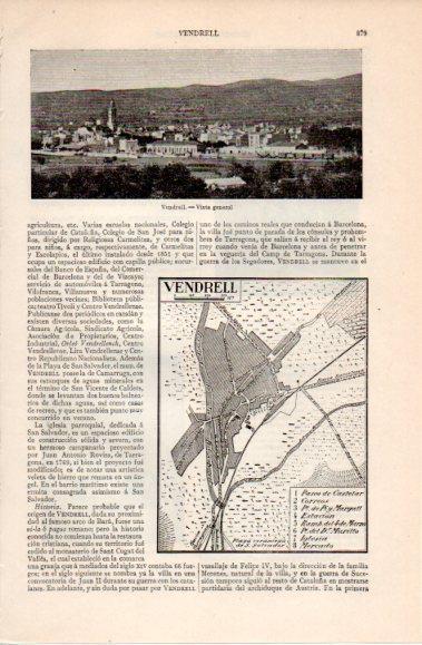 LAMINA V40477: Vista y plano de El Vendrell, Tarragona