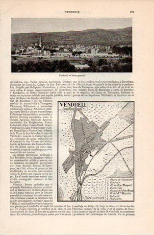 LAMINA V40477: Vista y plano de El Vendrell, Tarragona