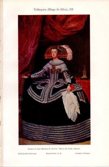 LAMINA V40488: Retrato de Mariana de Austria por Velazquez