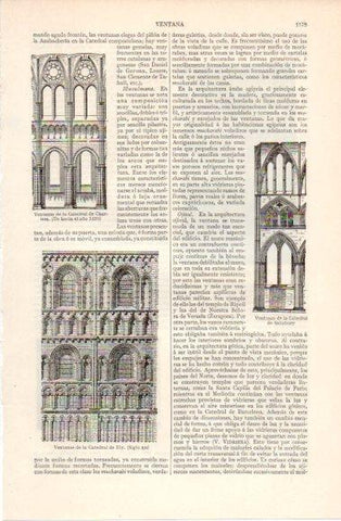 LAMINA V40526: Ventanas de las Catedrales de Ely y Salisbury