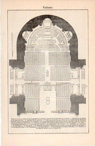LAMINA V40505: Vaticano plano de la sala conciliar