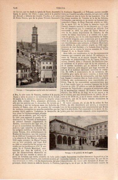 LAMINA V40607: Torre del Lamberti y palacio de la Loggia en Verona