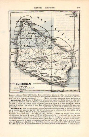 LAMINA V40655: Mapa de Bornholm, Dinamarca