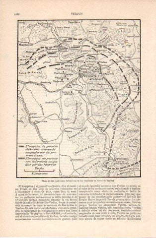 LAMINA V40565: Plano de las posiciones defensivas de los franceses en torno de Verdun