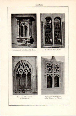 LAMINA V40580: Ventanas en Catedral de Murcia, Monasterio de Santas Creus y Casa de Pilatos