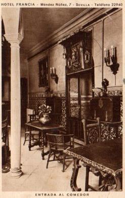 POSTAL PV10838: Hotel Francia comedor, Sevilla