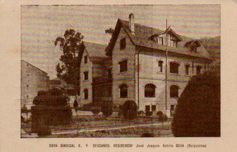 POSTAL PV10888: Obra sindical Educacion y Descanso Residencia Jose Joaquin Aztiria DEVA, Guipuzcoa