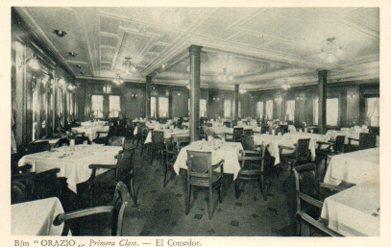 POSTAL PV10786: Barco Orazio comedor primera clase